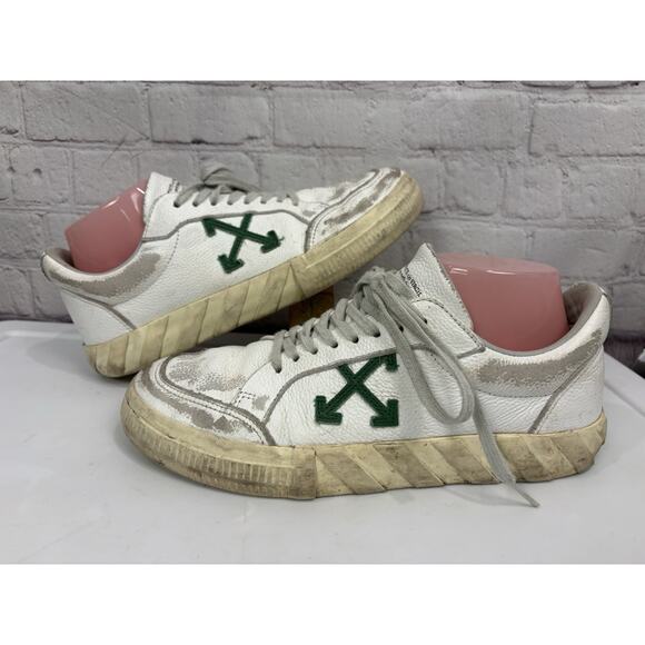 Off White Low Vulcanized Distressed Leather Sneaker White Men\'s Size 41 / US 9 main image 5